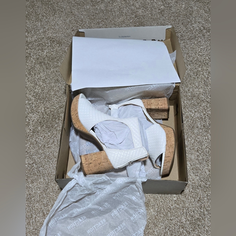 White Block Heel Sandals